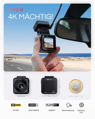 VANTRUE E1 Pro Dashcam 4K HDR GPS WiFi Nachtzicht 160° — miniatuur 2