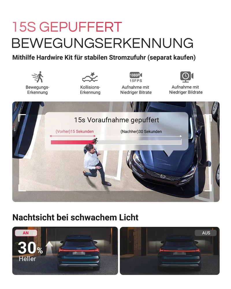 VANTRUE E1 Pro Dashcam 4K HDR GPS WiFi Nachtzicht 160° — foto 6