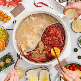 DEZIN Shabu Pot 5-QT Dubbele Smaak Verdeler Inductie En Gas — miniatuur 2