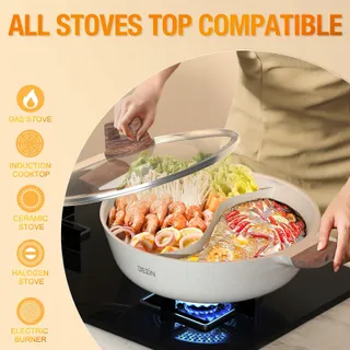 DEZIN Shabu Pot 5-QT Dubbele Smaak Verdeler Inductie En Gas — miniatuur 7