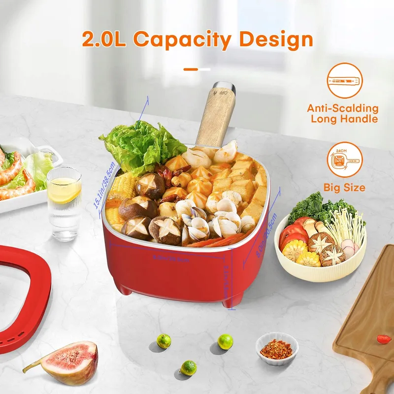AUDECOOK Elektrische Pan 2L Keramische Coating Multicooker 350W/800W — foto 4