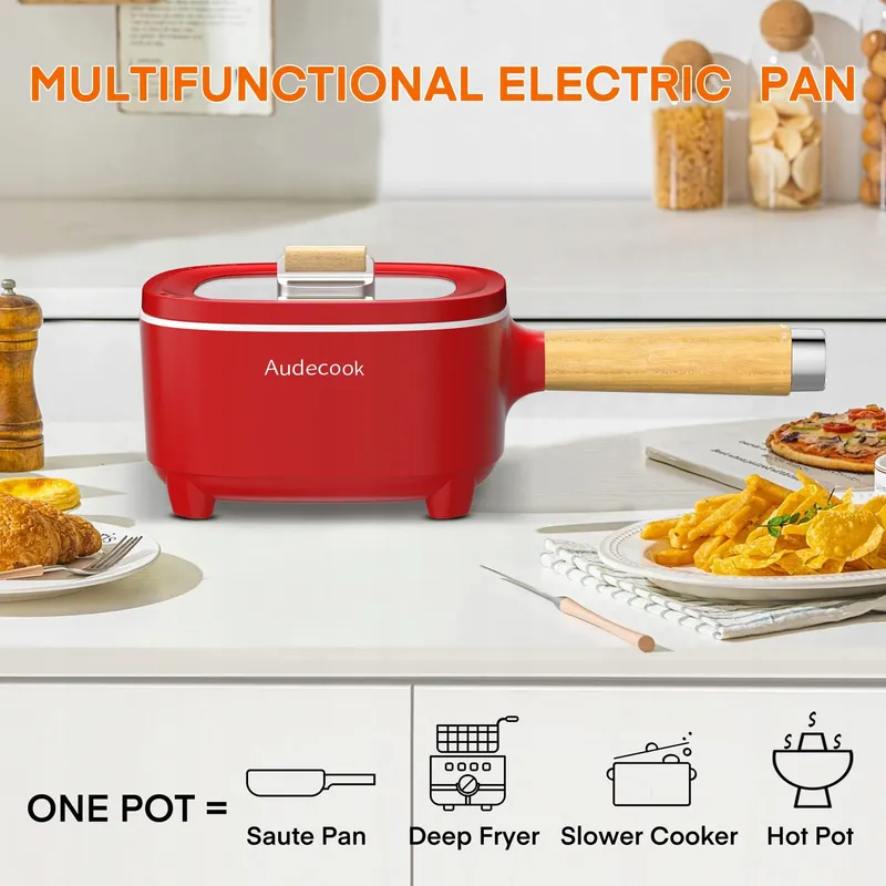 AUDECOOK Elektrische Pan 2L Keramische Coating Multicooker 350W/800W — foto 3