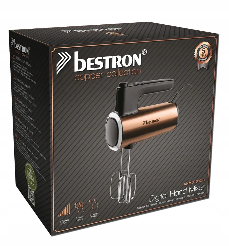 BESTRON Handmixer 6 Standen Turbo LCD Koper — foto 7