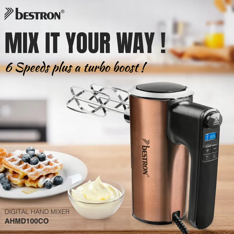 BESTRON Handmixer 6 Standen Turbo LCD Koper — foto 2