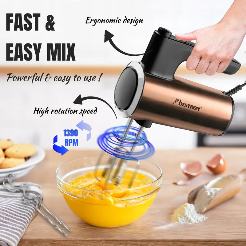 BESTRON Handmixer 6 Standen Turbo LCD Koper — foto 3