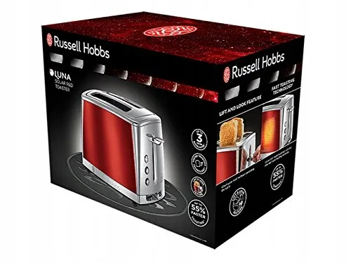 RUSSELL HOBBS Luna Broodrooster 2 Sneden RVS Rood 1550W β foto 2