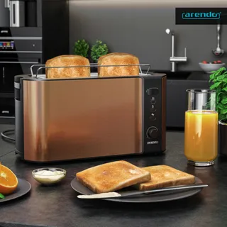 ARENDO Broodrooster Lange Sleuf 4 Sneden Ontdooien 1500W Koper — miniatuur 6