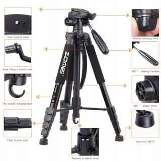 ZOMEI Professioneel Reisstatief 188cm DSLR Telefoons Projectoren — miniatuur 5