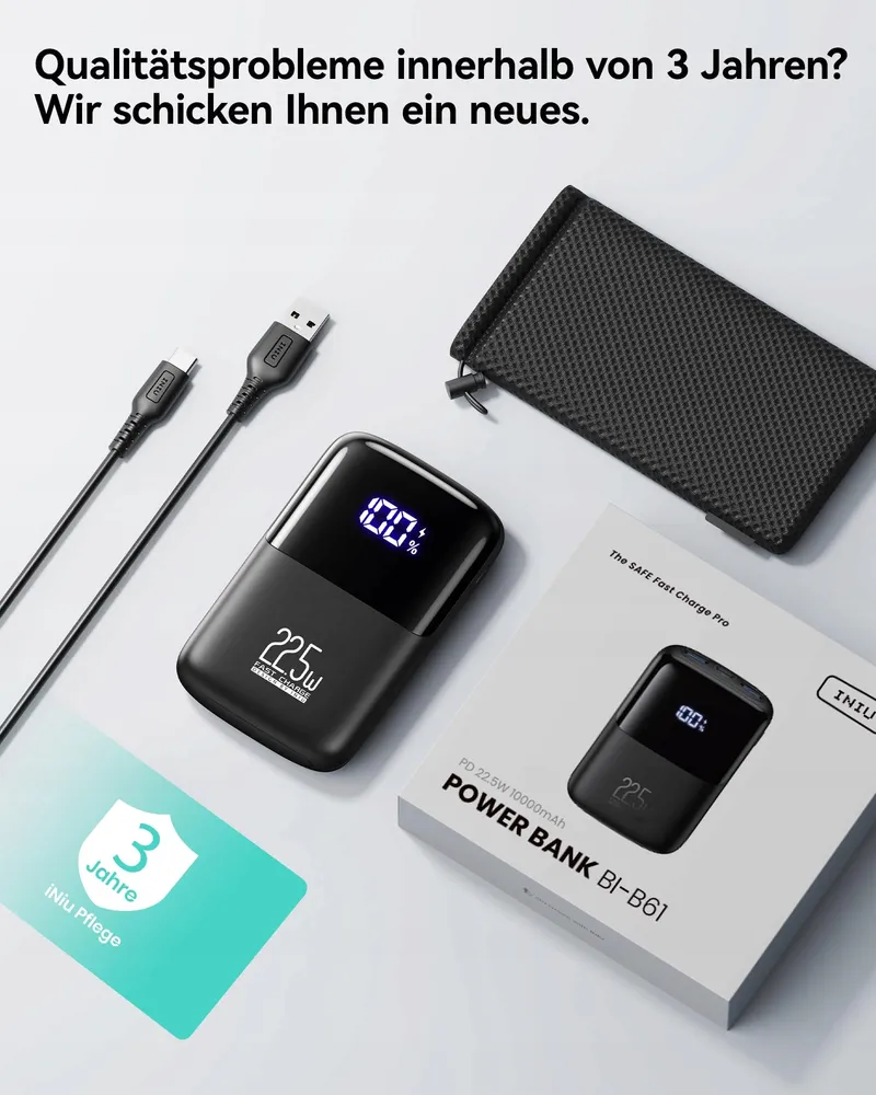 INIU Power Bank 22,5W 10000mAh USB C Voor iPhone Samsung iPad — foto 1