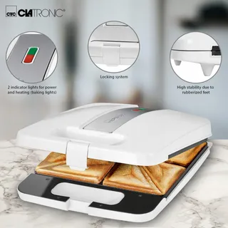 CLATRONIC ST 3629 Sandwichmaker 4 Sneden Driehoekig 1200W Wit — miniatuur 4
