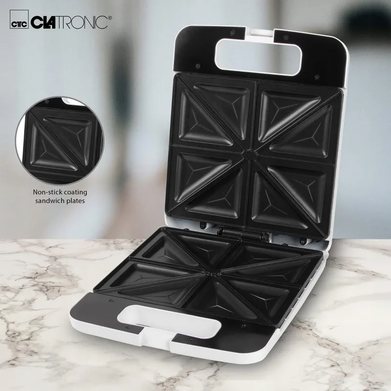 CLATRONIC ST 3629 Sandwichmaker 4 Sneden Driehoekig 1200W Wit — foto 3