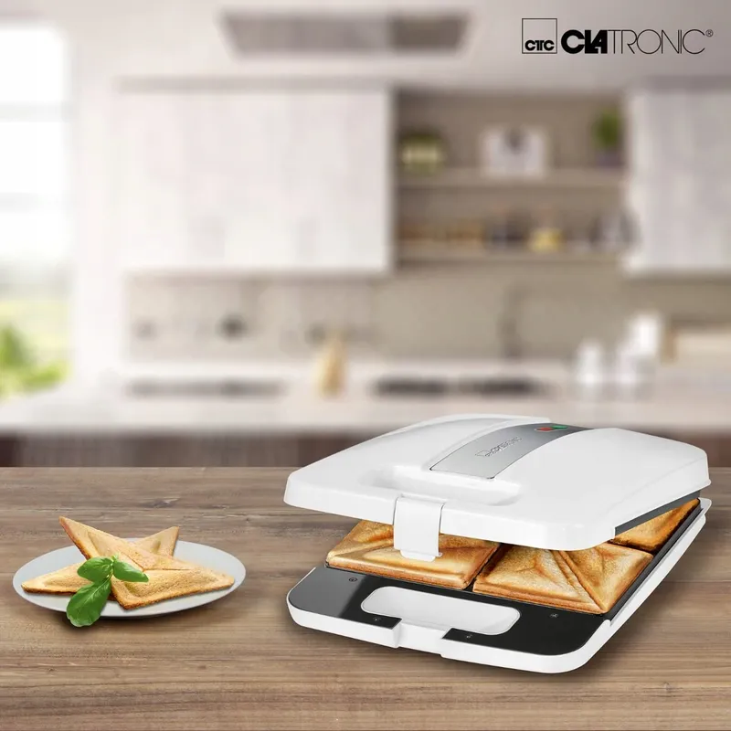 CLATRONIC ST 3629 Sandwichmaker 4 Sneden Driehoekig 1200W Wit — foto 5