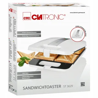 CLATRONIC ST 3629 Sandwichmaker 4 Sneden Driehoekig 1200W Wit — miniatuur 7