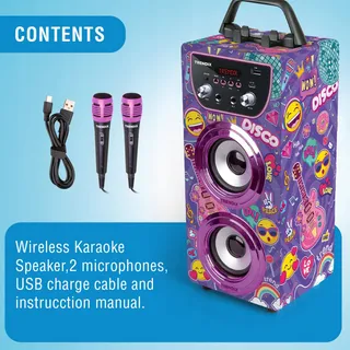TRENDIX Top Singer Karaoke Kinderen Roze 2 Microfoons USB Bluetooth — miniatuur 3