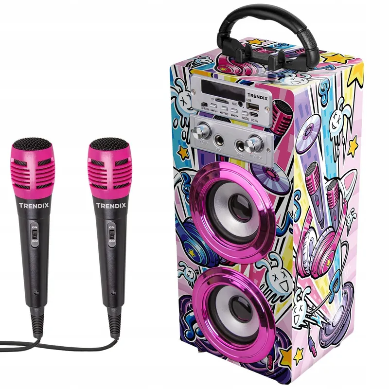 TRENDIX Karaoke Kinderen Roze 2 Microfoons USB Bluetooth SD — foto 1