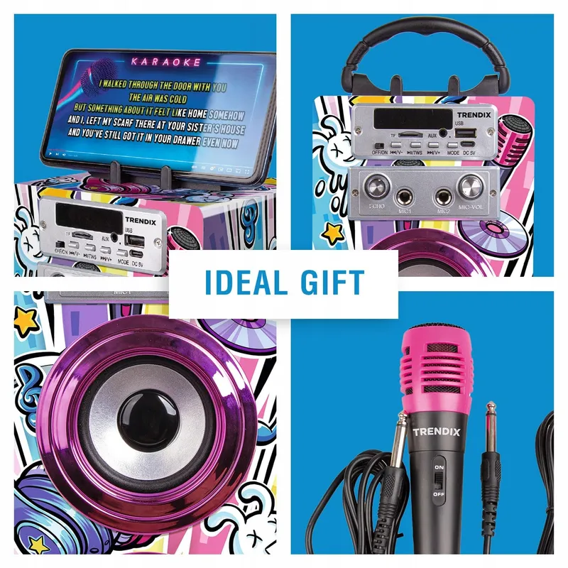 TRENDIX Karaoke Kinderen Roze 2 Microfoons USB Bluetooth SD — foto 2