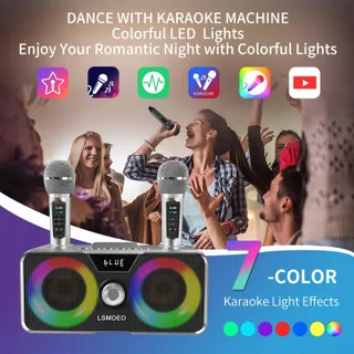 Karaoke Machine 20W Bluetooth Speaker met Draadloze Microfoons — miniatuur 7