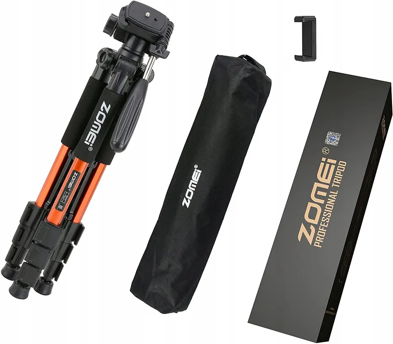 ZOMEI Q111 Lichtgewicht Aluminium Statief Camera Telefoon 47-140cm Oranje — foto 7