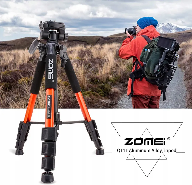 ZOMEI Q111 Lichtgewicht Aluminium Statief Camera Telefoon 47-140cm Oranje — foto 6