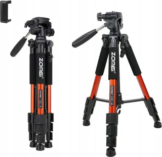 ZOMEI Q111 Lichtgewicht Aluminium Statief Camera Telefoon 47-140cm Oranje — miniatuur 1