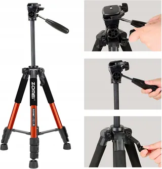ZOMEI Q111 Lichtgewicht Aluminium Statief Camera Telefoon 47-140cm Oranje — miniatuur 5