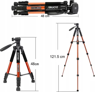 ZOMEI Q111 Lichtgewicht Aluminium Statief Camera Telefoon 47-140cm Oranje — miniatuur 3