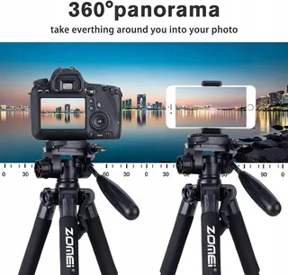 ZOMEI Q111 Lichtgewicht Aluminium Statief Camera Telefoon 47-140cm Oranje — miniatuur 2