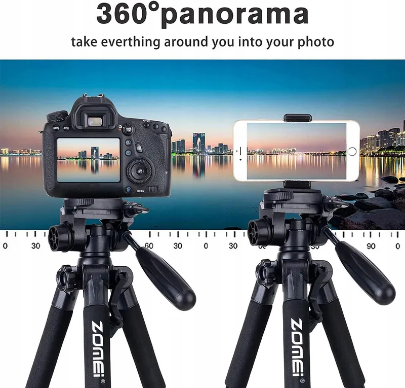 ZOMEI Q111 Lichtgewicht Aluminium Statief Camera Telefoon 47-140cm Oranje — foto 2