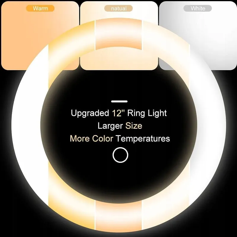 UBEESIZE Ringlicht 12" Met Statief 62" Touch Control Bluetooth — foto 3