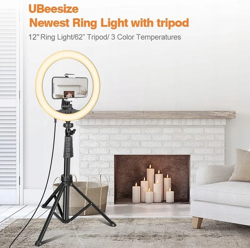 UBEESIZE Ringlicht 12" Met Statief 62" Touch Control Bluetooth — foto 8