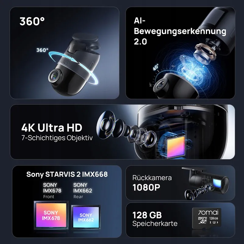 70MAI Dash Cam 4K Omni 360° Voor Achter GPS WiFi AI Nachtzicht — foto 9