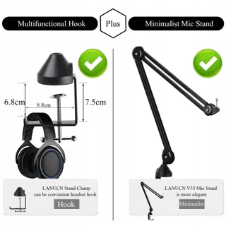 LANUCN Microfoonarm 2e Generatie Verbeterd Yeti Snowball — miniatuur 5