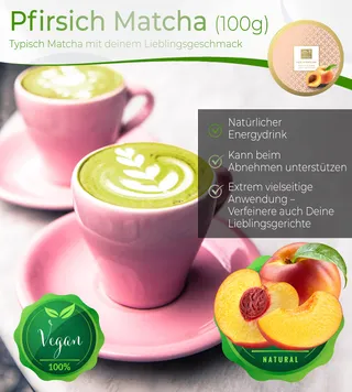 TEA UNIQO Matcha Groene Thee Perzik Smaak Voor Drankjes En Desserts — miniatuur 2
