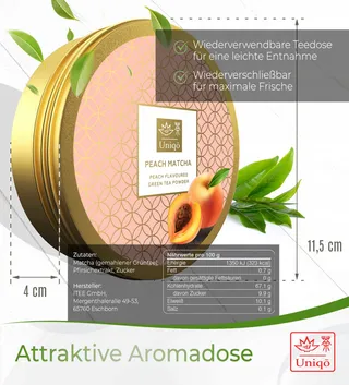 TEA UNIQO Matcha Groene Thee Perzik Smaak Voor Drankjes En Desserts — miniatuur 6