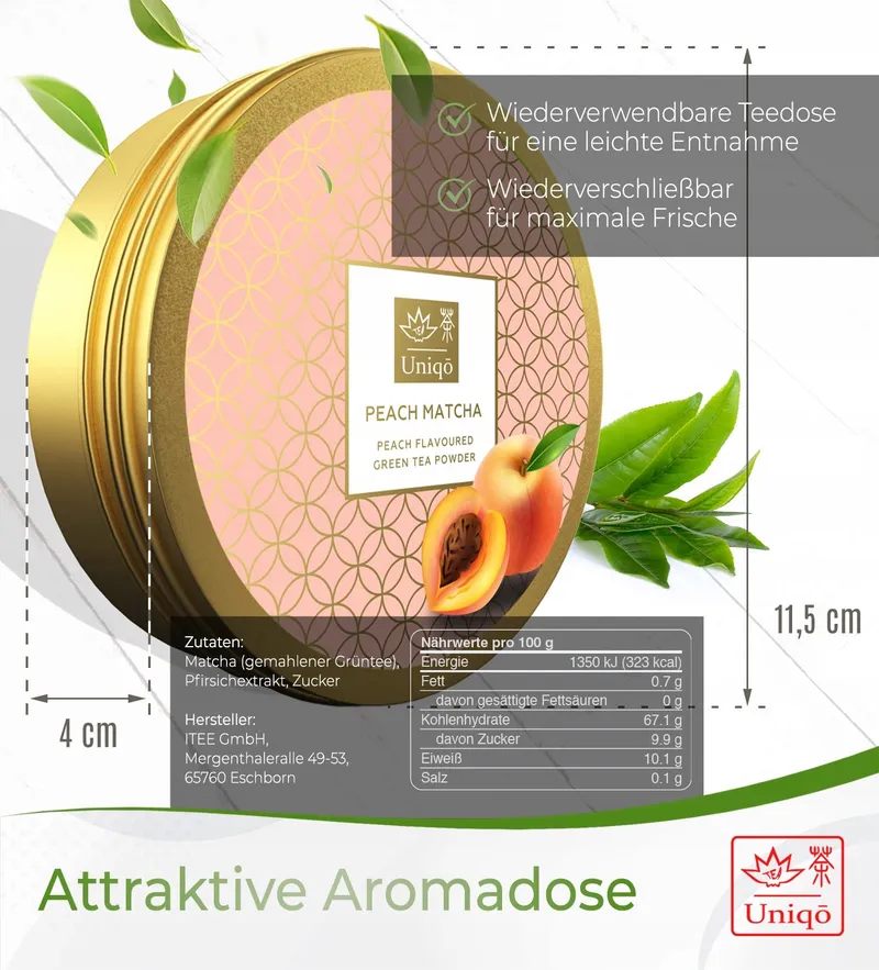 TEA UNIQO Matcha Groene Thee Perzik Smaak Voor Drankjes En Desserts — foto 6