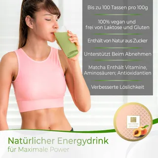 TEA UNIQO Matcha Groene Thee Perzik Smaak Voor Drankjes En Desserts — miniatuur 4
