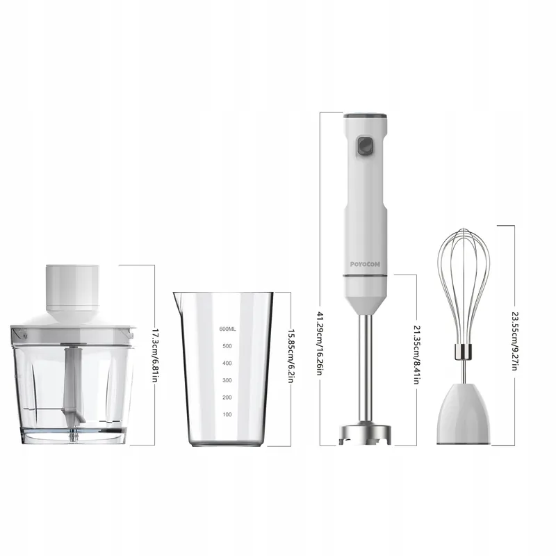 POYOCOM Draadloze Staafmixer Accu Smoothie Soep Wit — foto 6