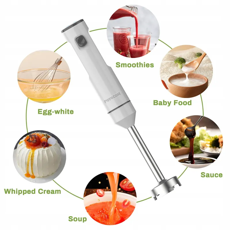 POYOCOM Draadloze Staafmixer Accu Smoothie Soep Wit — foto 4