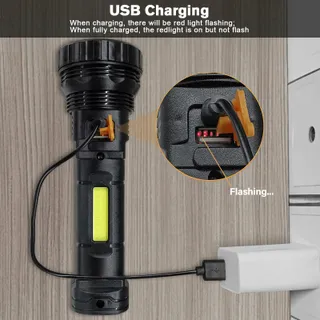Solar LED Zaklamp USB Oplaadbaar Powerbank 3 Standen — miniatuur 4