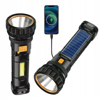 Solar LED Zaklamp USB Oplaadbaar Powerbank 3 Standen — miniatuur 1