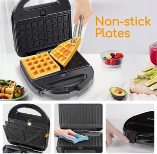 SOKANY 6-in-1 750W Sandwichmaker Wafelijzer Grill Donutmaker — miniatuur 8