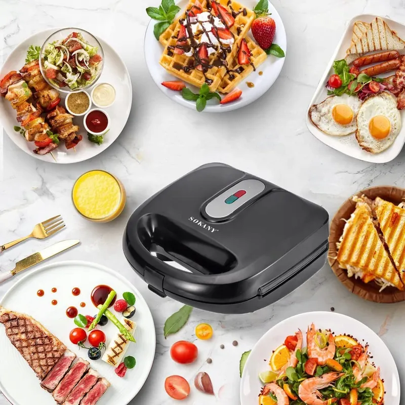 SOKANY 6-in-1 750W Sandwichmaker Wafelijzer Grill Donutmaker — foto 9