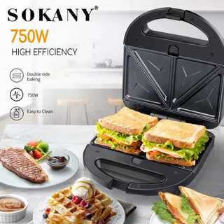 SOKANY 6-in-1 750W Sandwichmaker Wafelijzer Grill Donutmaker — miniatuur 2