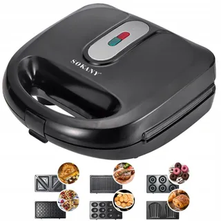 SOKANY 6-in-1 750W Sandwichmaker Wafelijzer Grill Donutmaker — miniatuur 1