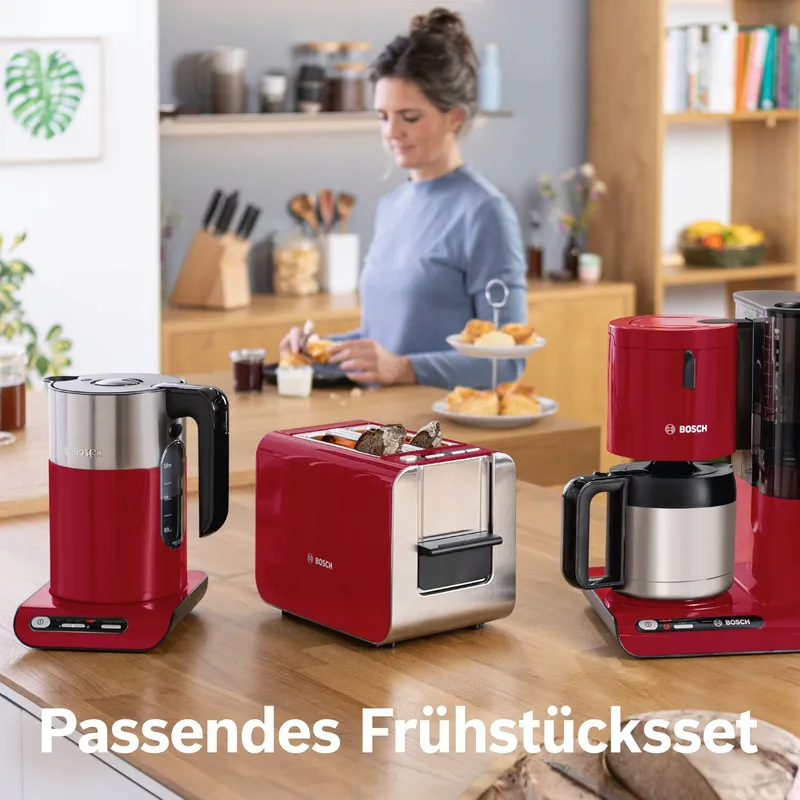 BOSCH Styline TWK8614P Waterkoker 1,5L 2400W Temperatuurkeuze Rood — foto 3