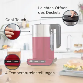 BOSCH Styline TWK8614P Waterkoker 1,5L 2400W Temperatuurkeuze Rood — miniatuur 2
