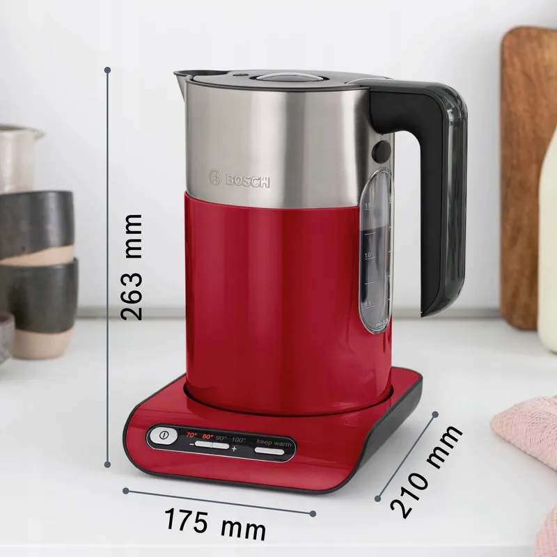 BOSCH Styline TWK8614P Waterkoker 1,5L 2400W Temperatuurkeuze Rood — foto 4