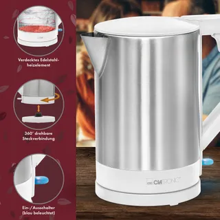 CLATRONIC Waterkoker 1,5L 2200W Automatische Uitschakeling Wit Inox — miniatuur 4