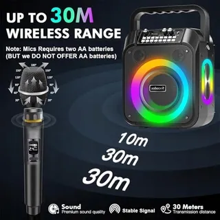 Karaokemachine Bluetooth Speaker 30W Microfoons RGB Party — miniatuur 5