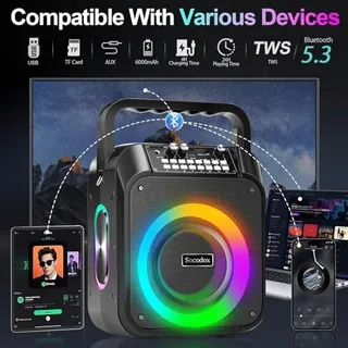 Karaokemachine Bluetooth Speaker 30W Microfoons RGB Party — miniatuur 6